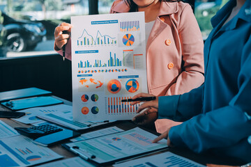 Business analyze,Close up Business people meeting to discuss the situation on the market. Business...