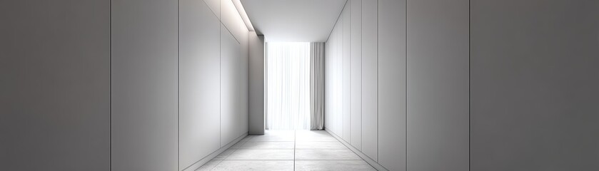 Bright white hallway showcasing a stylish, simple design; ample natural light enhances the feeling of spaciousness - contemporary spacious patterned minimalist