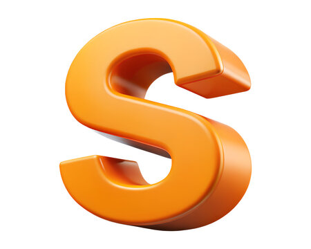 Glossy orange 3d letter s with clean edges high quality 3D Isolated on white&nbsp;background