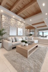 Luxurious living room with a feature wall, comfortable seating, and stunning artwork - room modern seating trendy stunning
