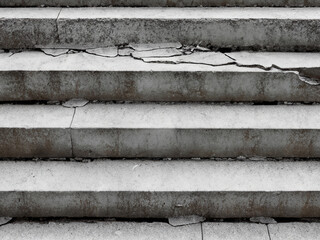 close up old broken staircase in garden