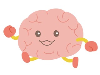脳のキャラクターが元気に歩いているイラスト