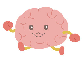 脳のキャラクターが元気に歩いているイラスト
