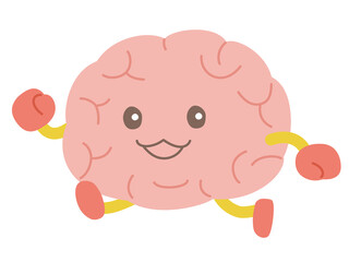 脳のキャラクターが元気に歩いているイラスト