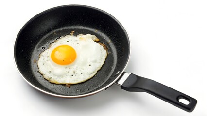 Fried Egg in a Pan Isolated on White Background