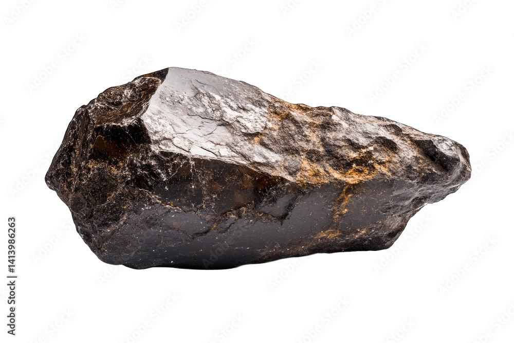 Aufkleber dark glossy rock possibly obsidian showcasing its sharp edges and textured surface highlighting its 