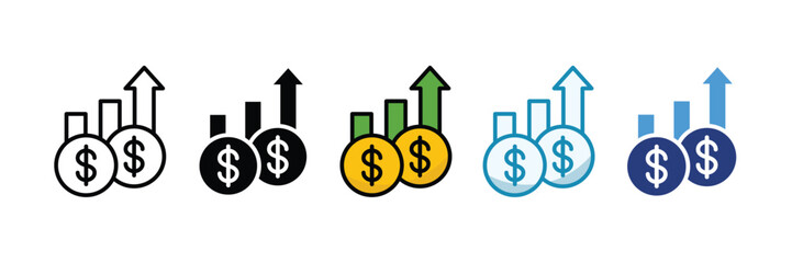 Financial Growth Icon Set Multiple Style Collection