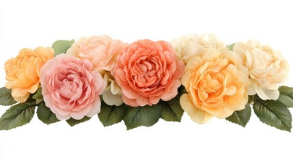 Obraz premium Beautiful Floral Arrangement of Colorful Roses on White Background