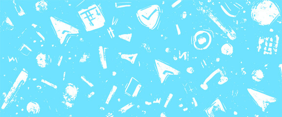 Vector blue and white seamless pattern hand art visual thinking