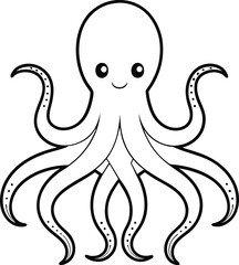 octopus outline vector  illustration on white background 