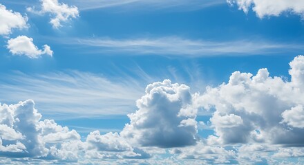 Clouds Floating in a Sunny Blue Sky on a Clear Day