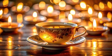 Fototapeta premium A delicate teacup filled with a rich