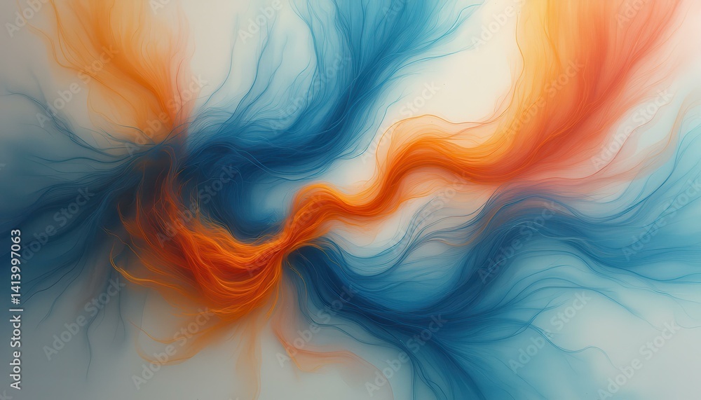Leinwandbilder abstract vibrant energy wave art with intertwining blue and orange hues creating a dynamic swirling 