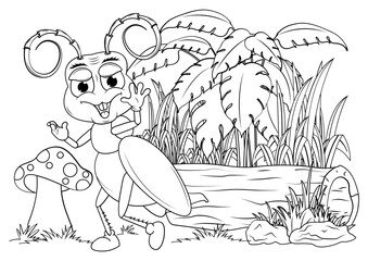 Coloring cockroach For Kids