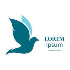 logo design of a flying dove flapping its wings