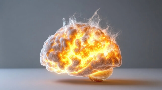 Glowing Human Brain Exploding with Energy and Ideas Innovative Neurological Concept