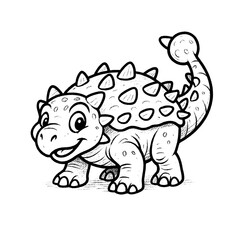 Cute Cartoon Ankylosaurus Dinosaur Vector Illustration