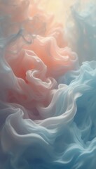 Fototapeta premium Ethereal Swirls of Soft Blue and Peach Abstract Formations