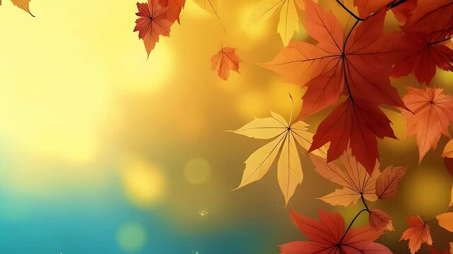 A vibrant background filled with colorful autumn leaves in various shapes and sizes, creating a dense and natural fall texture. Perfect for seasonal designs or Thanksgiving themes.

