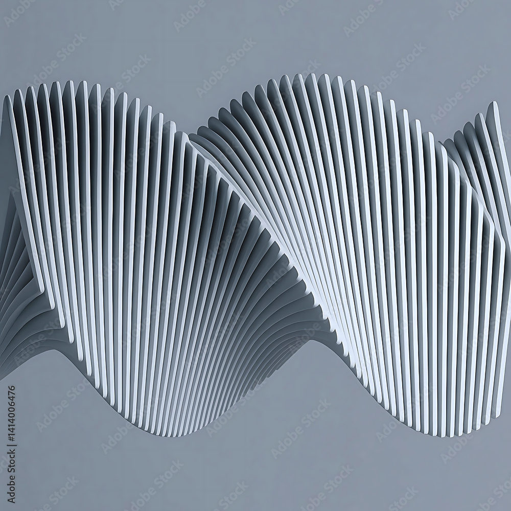 Poster abstract minimalist background with group of twisted shapes. 3d render best design