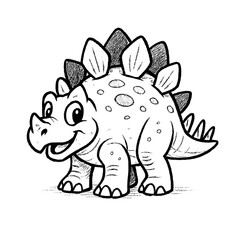 Cute Cartoon Stegosaurus Vector Illustration