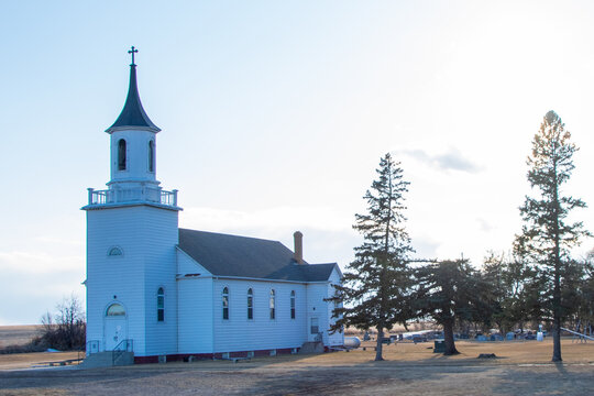 Small white church in North Dakota
