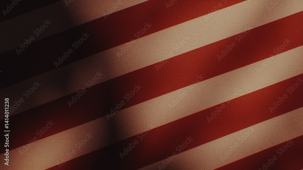 Poster a close-up of alternating red and beige stripes, creating a textured and layered appearance reminisc