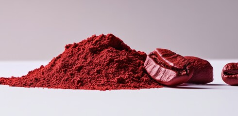 Red Coffee Powder and Beans