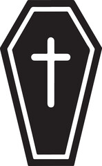 Obraz premium Creepy Coffin Silhouette Minimalist Vector
