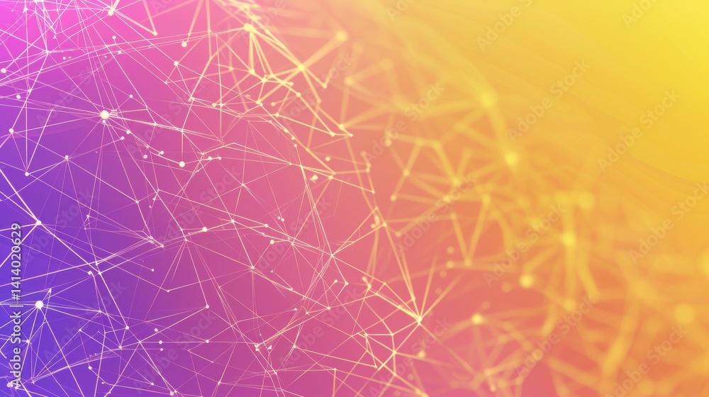 Poster futuristic lemon yellow and violet digital mesh background, ideal for cybersecurity ui design.