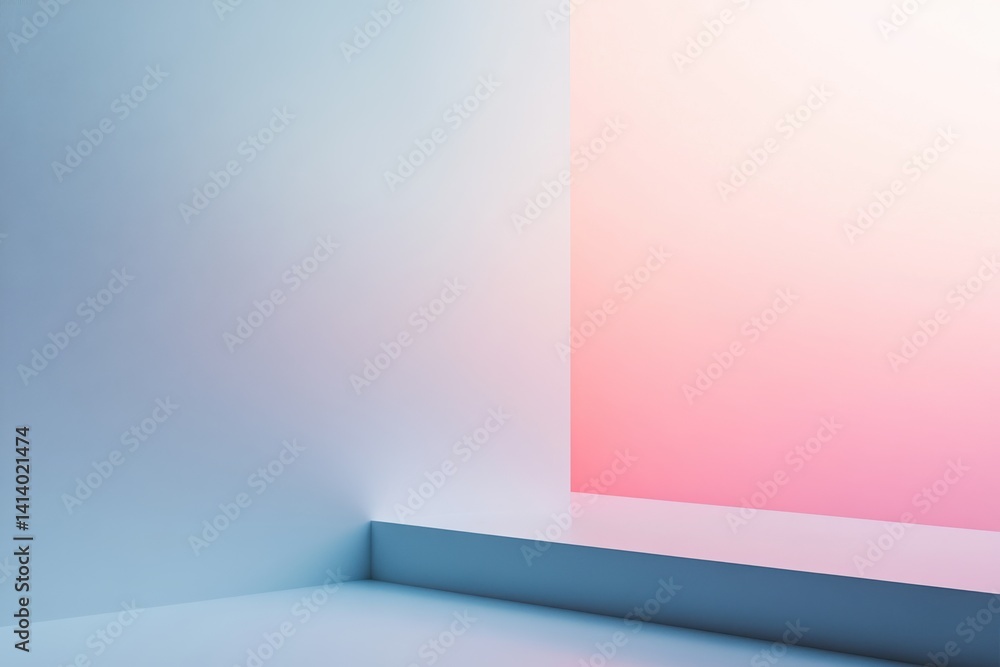 Aufkleber a minimalist corner with pastel gradients showcasing a platform for product display and presentation