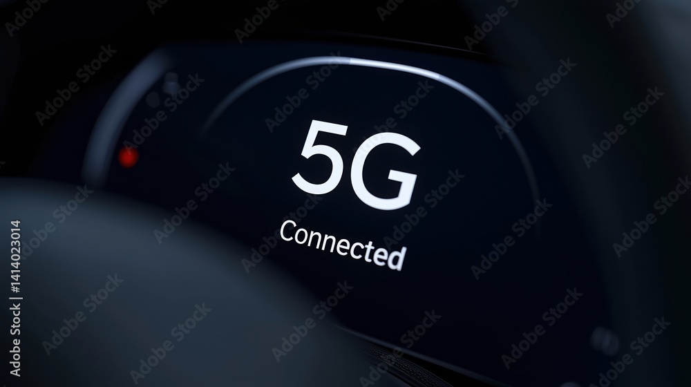Poster the image shows a digital display indicating a 5g connection, highlighting modern technology and con