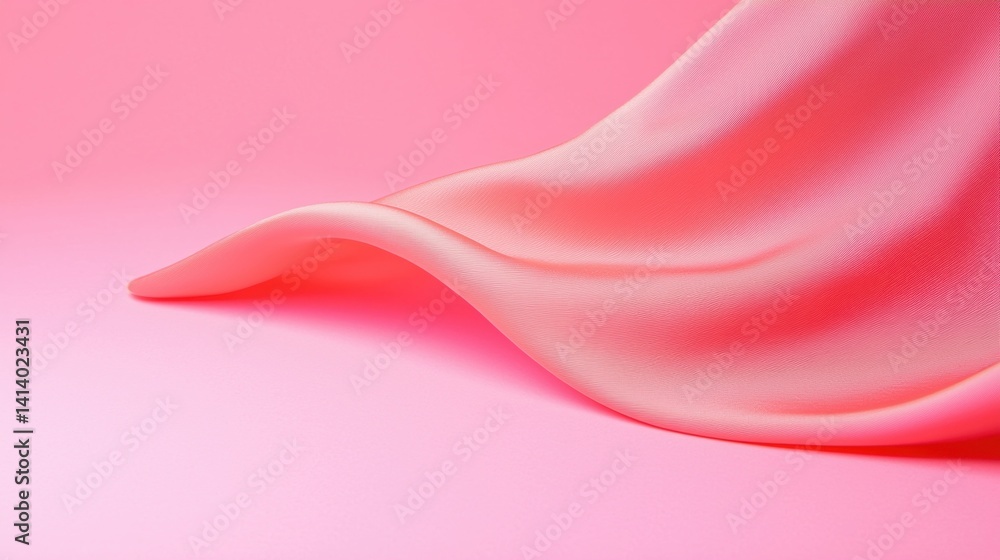 Poster soft, flowing pink fabric drapes elegantly over a smooth matching surface, creating a serene and vis