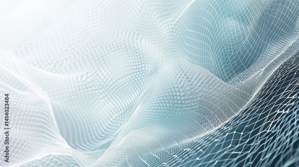 Poster high-tech silver and blue mesh network background, made for cybersecurity app interfaces.