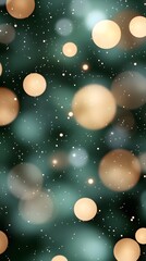 Abstract Teal Background with Golden Bokeh Lights