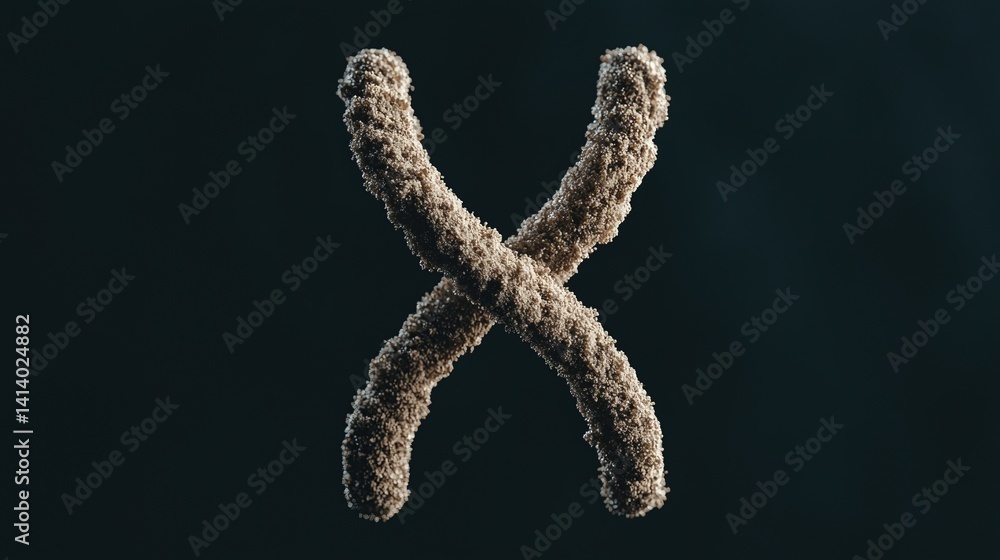 Poster two intertwined structures resembling chromosomes, set against a dark background, creating a strikin