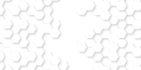Abstract emboss white Hexagonal Background. Luxury White Pattern. Vector Futuristic minimal honeycomb mosaic white background. geometric mesh cell texture. modern futuristic wallpaper.	
