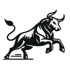 Obraz premium simple Running bull outline, icon Design of black silhouette