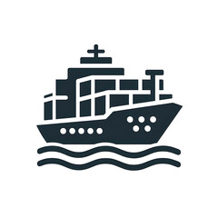 Fototapeta premium Flat and minimal Cargo ship icon Design of silhouette