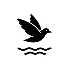 Bird Gliding Over Water - Peaceful Travel and Calm Symbol