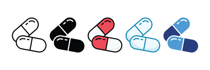 Capsule Icon Set Multiple Style Collection