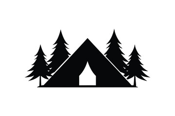 Fototapeta premium Forest camp icon silhouette