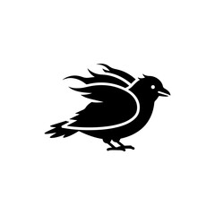 Fototapeta premium Bird with Feathers Ruffled by the Wind Symbolizing a Struggle Against Nature