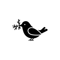 Bird Carrying Twig in Beak Symbolizing Building a Nest