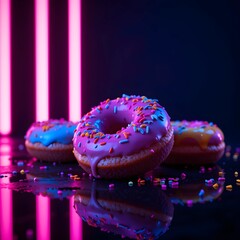 Neon Donut Collection,ai generated