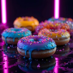 Neon Donut Collection,ai generated