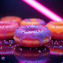Neon Donut Collection,ai generated