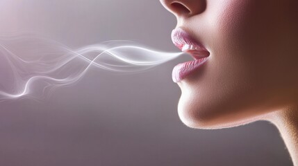 Obraz premium Mysterious Breath: A Woman Exhaling Smoke