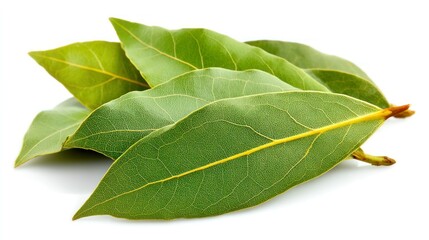 Obraz premium Fresh Green Leaves Arranged on White Background