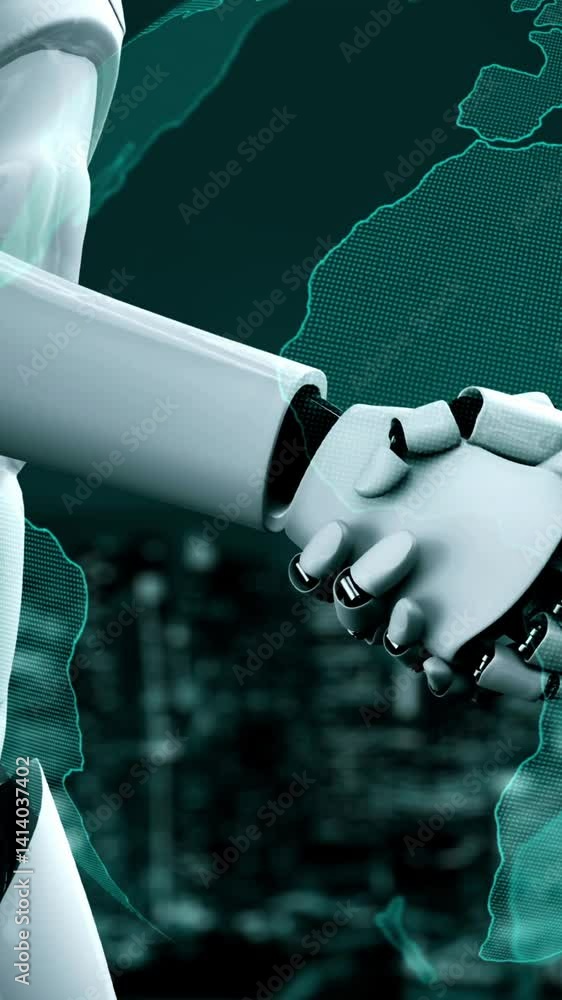 Poster future financial technology controll by ai robot huminoid uses machine learning and artificial intel